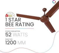 Polycab Nippy 1200mm Star Rated, High Speed & High Air Delivery Ceiling Fan For Home | 100% Copper | Rust-Proof Blades, 52 Watt | 2 years warranty (Luster Brown)

