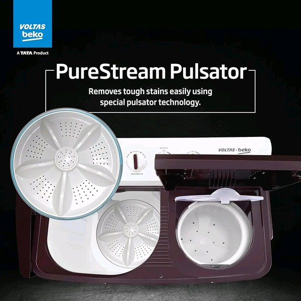 Voltas Beko, A Tata Product 7 Kg 5 Star Semi-automatic Top Load Washing Machine with PureStream Pulsator Wash Technology (WTT70UHA/OK5R0R0W01, Burgundy, 5 Knob Control Method)
100+ bought in past month