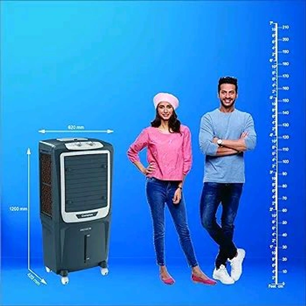Burly Pride 60 Ltr Desert Portable Cooler With Anti Bacterial High Density Honeycomb, Auto Refill With Auto Swing And 3 Speed Control And Low Power Consumption, Castor Wheel- Grey (60 L)
