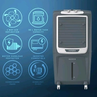 Burly Pride 60 Ltr Desert Portable Cooler With Anti Bacterial High Density Honeycomb, Auto Refill With Auto Swing And 3 Speed Control And Low Power Consumption, Castor Wheel- Grey (60 L)
