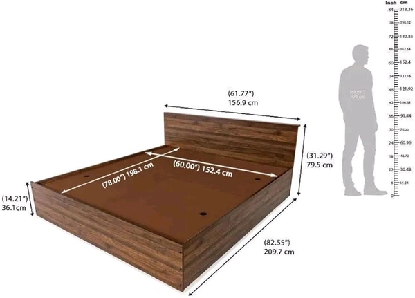 Wakefit Bed | Queen (78 X 60) Engineered Wood Bed with Storage, 1 Year Warranty | - Taurus - Columbian Walnut