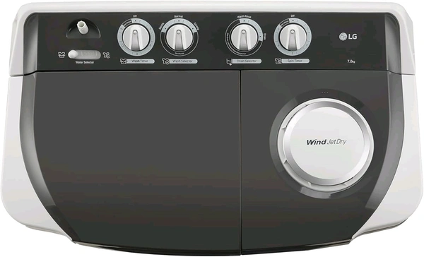 LG 7 Kg 5 Star Wind Jet Dry Semi-Automatic Top Loading Washing Machine (P7020NGAZ, Dark Gray, Rat Away Feature)