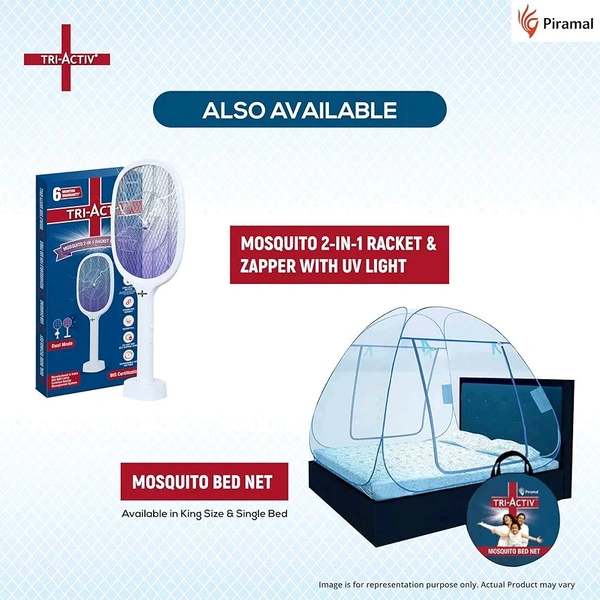 Tri-Activ Anti Mosquito Bat | 6 Months Warranty | Rechargable Upto 500 Times | Mosquito Killer Racket | Insect Killer & Fly Swatter | Long Lasting Battery |ISO Certified | Pack of 1