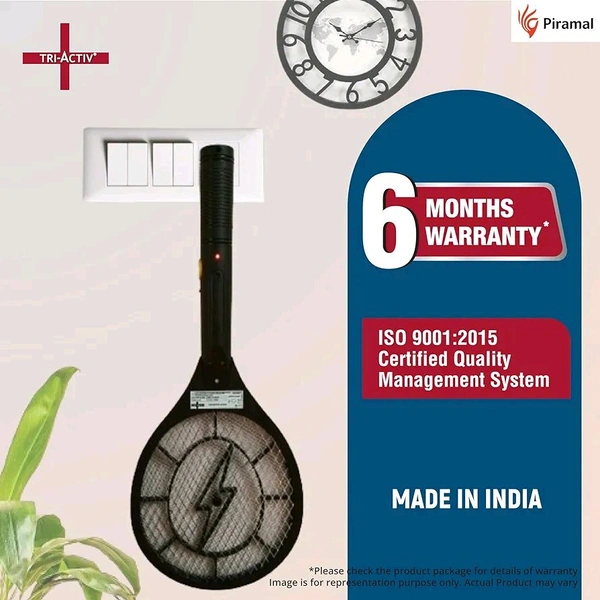 Tri-Activ Anti Mosquito Bat | 6 Months Warranty | Rechargable Upto 500 Times | Mosquito Killer Racket | Insect Killer & Fly Swatter | Long Lasting Battery |ISO Certified | Pack of 1