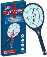 Tri-Activ Anti Mosquito Bat | 6 Months Warranty | Rechargable Upto 500 Times | Mosquito Killer Racket | Insect Killer & Fly Swatter | Long Lasting Battery |ISO Certified | Pack of 1