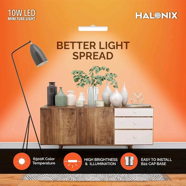 Halonix 10 Watts B22d LED bulb tube Light Cool White, Pack of 1, T-bulb