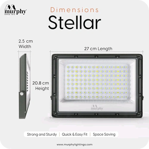 Murphy Stellar 100W LED Flood Light With 2-Year Warranty | Cool White | High Brightness Outdoor LED For Security, Landscape, Warehouse, Backyard| IP66 Waterproof | BIS Approved Pack of 1,G5