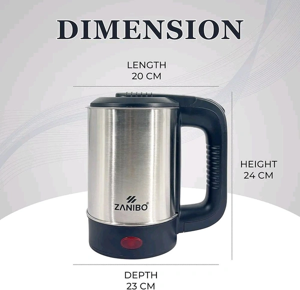 ZANIBO Electric Kettle for Hot Water, 0.5 Litre Stainless Steel with Auto/Manual Thermostat Protection, Double Layered Cool Touch, Half Litre Cordless Kettle for Tea & Coffe (Silver,0.5Litre)