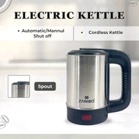 ZANIBO Electric Kettle for Hot Water, 0.5 Litre Stainless Steel with Auto/Manual Thermostat Protection, Double Layered Cool Touch, Half Litre Cordless Kettle for Tea & Coffe (Silver,0.5Litre)