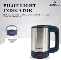 ZANIBO Electric Kettle for Hot Water, 0.5 Litre Stainless Steel with Auto/Manual Thermostat Protection, Double Layered Cool Touch, Half Litre Cordless Kettle for Tea & Coffe (Silver,0.5Litre)