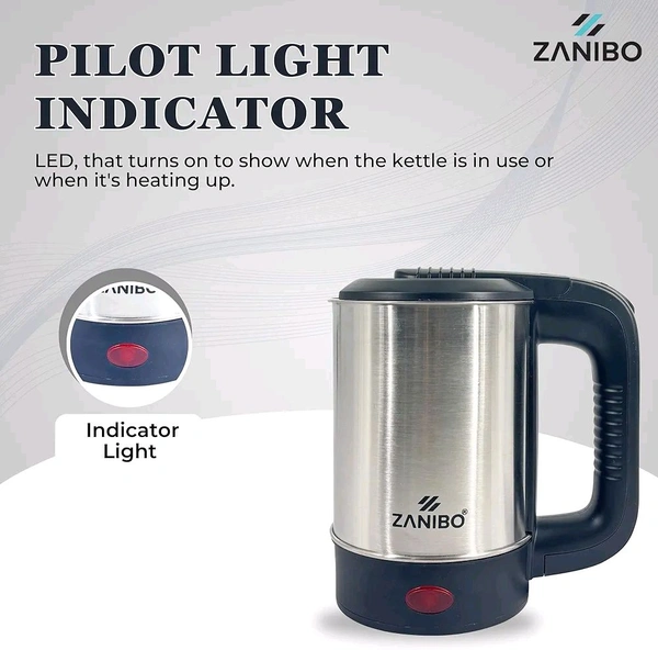 ZANIBO Electric Kettle for Hot Water, 0.5 Litre Stainless Steel with Auto/Manual Thermostat Protection, Double Layered Cool Touch, Half Litre Cordless Kettle for Tea & Coffe (Silver,0.5Litre)