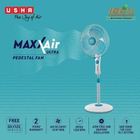 USHA Maxx Air Ultra Pedestal Fan | 400MM Sweep Size | 1350 RPM | Aerodynamic Blade Design for High Air Delivery | Anti - Rust Protection | Copper Motor | Light Blue