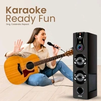 AKAI HA-TS50 Bluetooth Tower Speaker 50 Watts, Home Theater Music System, Deep Bass Woofer, Remote Control LED Display, FM, AUX, USB, Mic Input, Karaoke, TV, PC & Smartphone Compatible