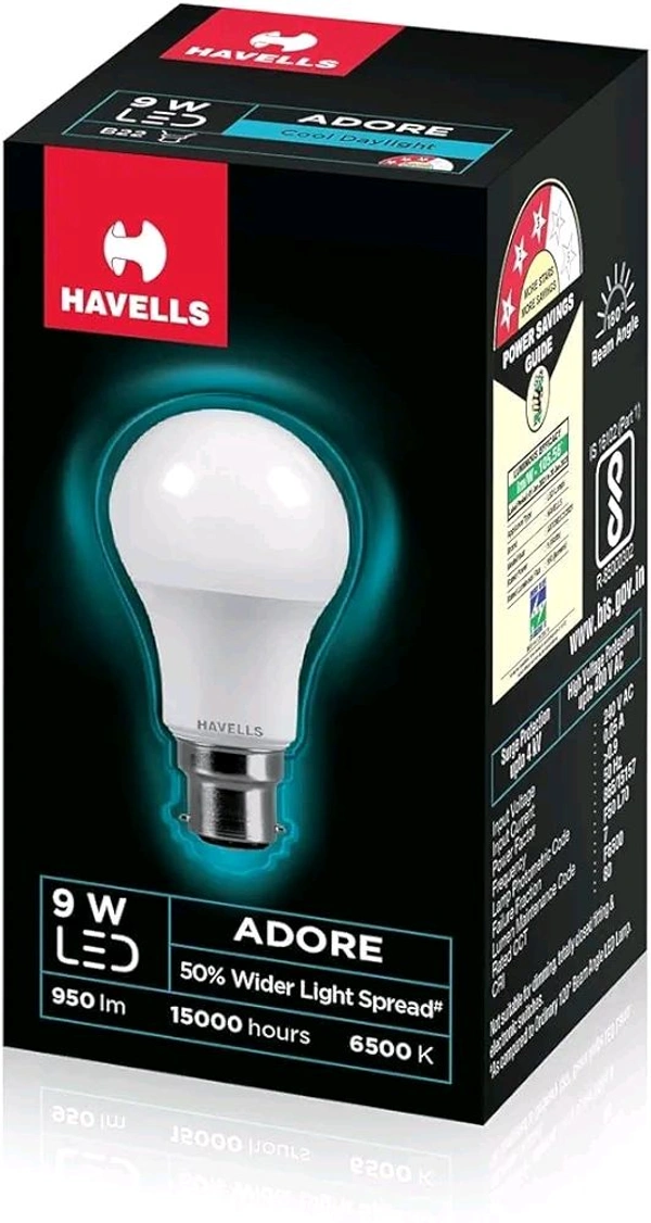 Havells 9w LED Bulb for Home & Office |B22 LED Bulb Base |Cool Day White Light (6500K) |4Kv Surge Protection |High Voltage Protection |Eco Friendly Energy Efficient | Pack of 1
600+ bought in past month