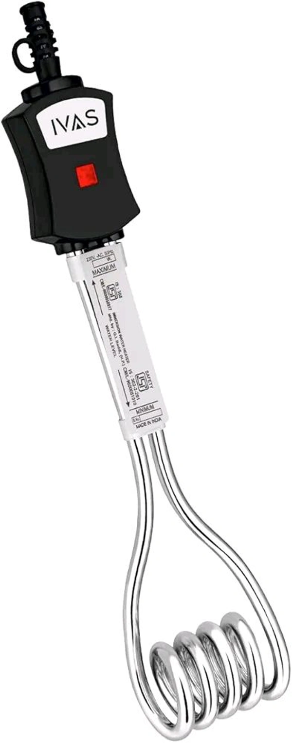 IVAS 1500 W Immersion Rod, Water-proof, Low Cost Water Heating, Indicator Light, High Grade Nickel Coated Copper Element, Bucket Clip, Double ISI Certified, 2-year warranty

