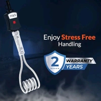 IVAS 1500 W Immersion Rod, Water-proof, Low Cost Water Heating, Indicator Light, High Grade Nickel Coated Copper Element, Bucket Clip, Double ISI Certified, 2-year warranty


