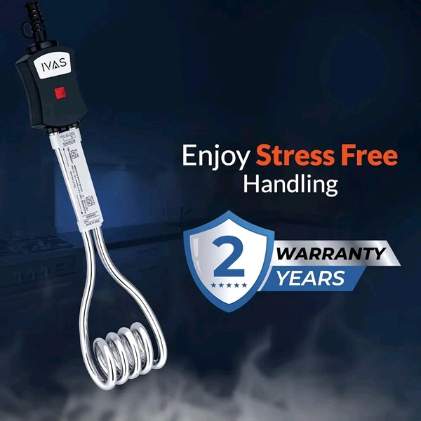 IVAS 1500 W Immersion Rod, Water-proof, Low Cost Water Heating, Indicator Light, High Grade Nickel Coated Copper Element, Bucket Clip, Double ISI Certified, 2-year warranty

