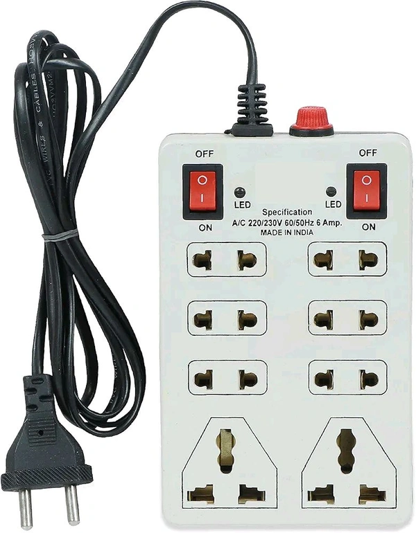 Digiway 240 Volts 8 + 2 Mini Power Strip Extension Cord/Board with 2 Switch, Indicator, Safety Fuse & 8 International sockets, 2 Meter Cord Wire (Beige)
100+ bought in past month