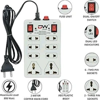 Digiway 240 Volts 8 + 2 Mini Power Strip Extension Cord/Board with 2 Switch, Indicator, Safety Fuse & 8 International sockets, 2 Meter Cord Wire (Beige)
100+ bought in past month