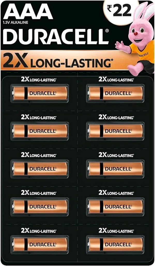 Duracell Alkaline AAA Battery, Pack of 10, Everyday Devices, Clock, Toy, Remote
