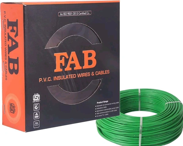 COPPER 2.5 MM 90 MTR FR PVC Insulated CCA Copper Wire, Single Core Multi Strand House Cable for Gauge (10 No.) (Green)


