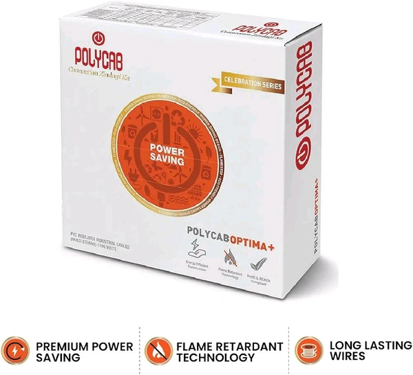 Polycab OPTIMA+ 1sqmm 90M coil | Flame Retardant | Lead free | 99.97% high purity copper | Rodent protection | PVC insulated housewire [Red]

