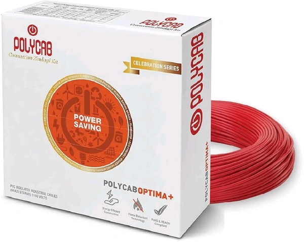 Polycab OPTIMA+ 1sqmm 90M coil | Flame Retardant | Lead free | 99.97% high purity copper | Rodent protection | PVC insulated housewire [Red]

