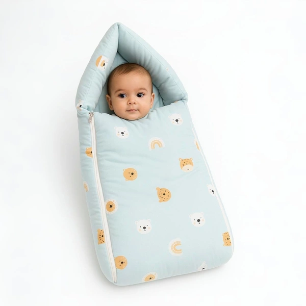 Adhigams New Born Jungle King Stylish Riyon Sleeping Bag/Carry Nest/Portable Bassinet | Baby Sleeping Bag for Baby boy and Girl (Pack of 1) (0 to 6 Months) (Green).