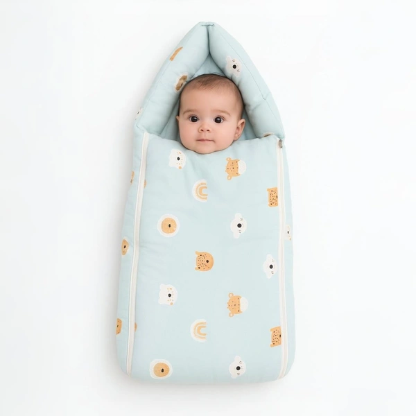Adhigams New Born Jungle King Stylish Riyon Sleeping Bag/Carry Nest/Portable Bassinet | Baby Sleeping Bag for Baby boy and Girl (Pack of 1) (0 to 6 Months) (Green).