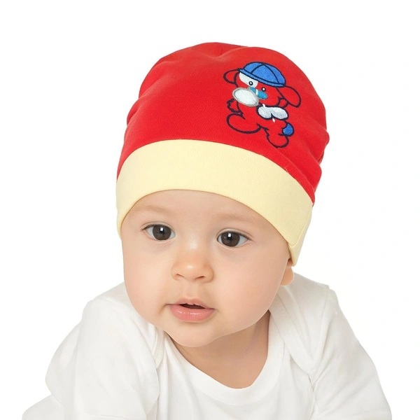 Adhigams New Born Bubbly Bear Stylish Cotton Caps/Topi/Hats | Cotton Baby Cap for Baby boy and Girl (Pack of 2) (0 to 6, 6 to 12 Months) - 0-6 Months