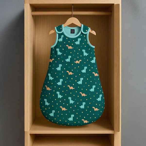 Adhigams Dino Doodle Baby Swaddles for Newborns | Carry Nest & Wearable Blanket | Cotton Baby Bedding for New Born & Infant | Unisex Baby Sleeping Bag | For 0 to 12 Months (Pack of 1) (GREEN) - 0-12 M