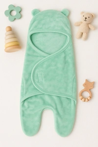 Adhigams New Born Baby Stylish BathRobe/Bath Towel/Baby Wrapper | Unisex Bath Wrap for Baby boy and Girl (6-12 Months) (Green) - 6-12 Months