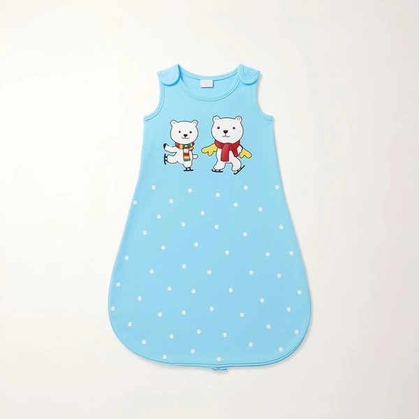 Adhigams Jolly Bear Baby Swaddles for Newborns | Carry Nest & Wearable Blanket | Cotton Baby Bedding for New Born & Infant | Unisex Baby Sleeping Bag | For 0 to 12 Months (Pack of 1) (SKY BLUE) - 0-12 M