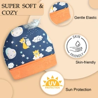 Adhigams New Born Cosmic Night Stylish Cotton Caps/Topi/Hats | Cotton Baby Cap for Baby boy and Girl (Pack of 2) (0 to 6, 6 to 12 Months) - 6-12 M, MULTICOLOR