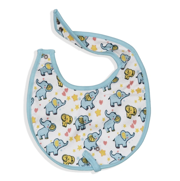 Adhigams Baby Elephant Cotton Baby Neck Cloth Feeding Drool Bibs with Adjustable Snap Button Closure, Super Absorbent & Reusable, Soft, Comfortable & Lightweight Bandana, Bibs (pack of 2)