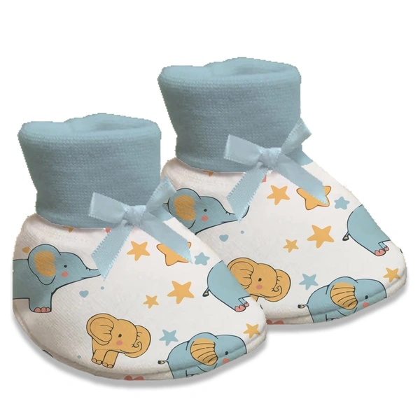 Adhigams Baby Elephant New Born Baby Stylish Cotton Booties for Baby boy and Girl | For 0 to 12 Months (Pack of 2) - 0-6 M