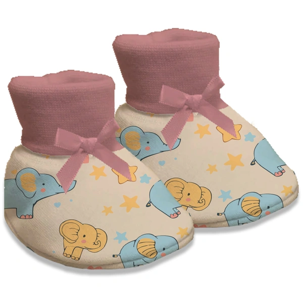 Adhigams Baby Elephant New Born Baby Stylish Cotton Booties for Baby boy and Girl | For 0 to 12 Months (Pack of 2) - 0-6 M