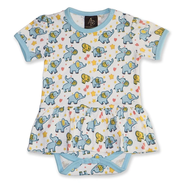 adhigams Baby Elephant New Born Baby Unisex Rompers/Jumpsuit/Sleepsuit/Night Suits for Baby Boys & Girls, Infants, 100% Pure Cotton Suit (0-3/3-6/6-9/9-12/12-18 Months) (Pack of 1) (Blue)