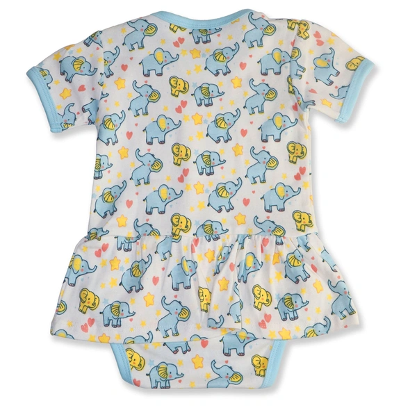 adhigams Baby Elephant New Born Baby Unisex Rompers/Jumpsuit/Sleepsuit/Night Suits for Baby Boys & Girls, Infants, 100% Pure Cotton Suit (0-3/3-6/6-9/9-12/12-18 Months) (Pack of 1) (Blue)