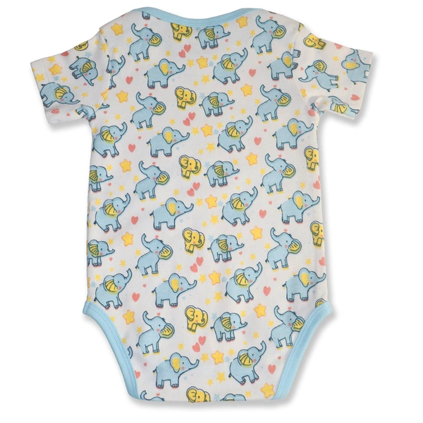 Adhigams Baby Elephant New Born Baby Unisex Rompers/Jumpsuit/Sleepsuit/Night Suits for Baby Boys & Girls, Infants, 100% Pure Cotton Suit (0-3/3-6/6-9/9-12/12-18 Months) (Pack of 1) (White) - 6-9 M