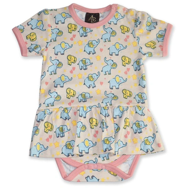 Adhigams Baby Elephant New Born Baby Unisex Rompers/Jumpsuit/Sleepsuit/Night Suits for Baby Boys & Girls, Infants, 100% Pure Cotton Suit (0-3/3-6/6-9/9-12/12-18 Months) (Pack of 1) (Pink) - 12-18 Months