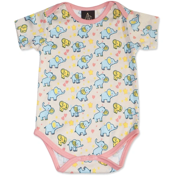 Adhigams Baby Elephant New Born Baby Unisex Rompers/Jumpsuit/Sleepsuit/Night Suits for Baby Boys & Girls, Infants, 100% Pure Cotton Suit (0-3/3-6/6-9/9-12/12-18 Months) (Pack of 1) (Beige) - 6-9 M