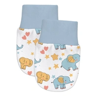 Adhigams Baby Elephant Newborn Cotton Hand Gloves/Muthi/Hosiery Mittens Set with Gentle Elastic Thread Wristbands | Unisex Mittens for 0-12 Months (Pack of 2 Pairs) - 6-12 M