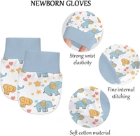Adhigams Baby Elephant Newborn Cotton Hand Gloves/Muthi/Hosiery Mittens Set with Gentle Elastic Thread Wristbands | Unisex Mittens for 0-12 Months (Pack of 2 Pairs) - 6-12 M