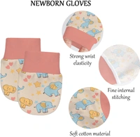 Adhigams Baby Elephant Newborn Cotton Hand Gloves/Muthi/Hosiery Mittens Set with Gentle Elastic Thread Wristbands | Unisex Mittens for 0-12 Months (Pack of 2 Pairs) - 6-12 M