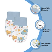 Adhigams Baby Elephant Newborn Cotton Hand Gloves/Muthi/Hosiery Mittens Set with Gentle Elastic Thread Wristbands | Unisex Mittens for 0-12 Months (Pack of 2 Pairs) - 6-12 M