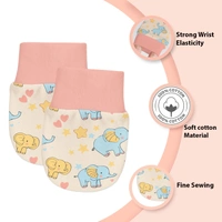 Adhigams Baby Elephant Newborn Cotton Hand Gloves/Muthi/Hosiery Mittens Set with Gentle Elastic Thread Wristbands | Unisex Mittens for 0-12 Months (Pack of 2 Pairs) - 6-12 M