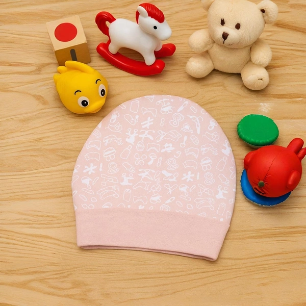 Adhigams New Born Tiny Treats Stylish Cotton Caps/Topi/Hats | Cotton Baby Cap for Baby boy and Girl (Pack of 2) (0 to 6, 6 to 12 Months) - 0-6 Months