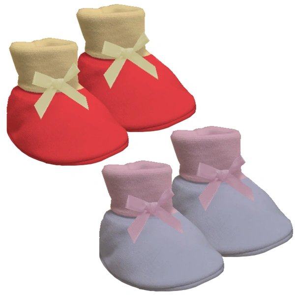 Adhigams Bubbly Bear New Born Baby Stylish Cotton Booties for Baby boy and Girl | For 0 to 12 Months (Pack of 2) - 0-6 M