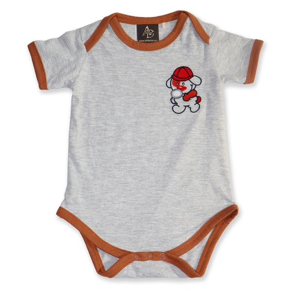 Adhigams Bubbly Bear New Born Baby Unisex Rompers/Jumpsuit/Sleepsuit/Night Suits for Baby Boys & Girls, Infants, 100% Pure Cotton Suit (0-3/3-6/6-9/9-12/12-18 Months) (Pack of 1) (Grey)